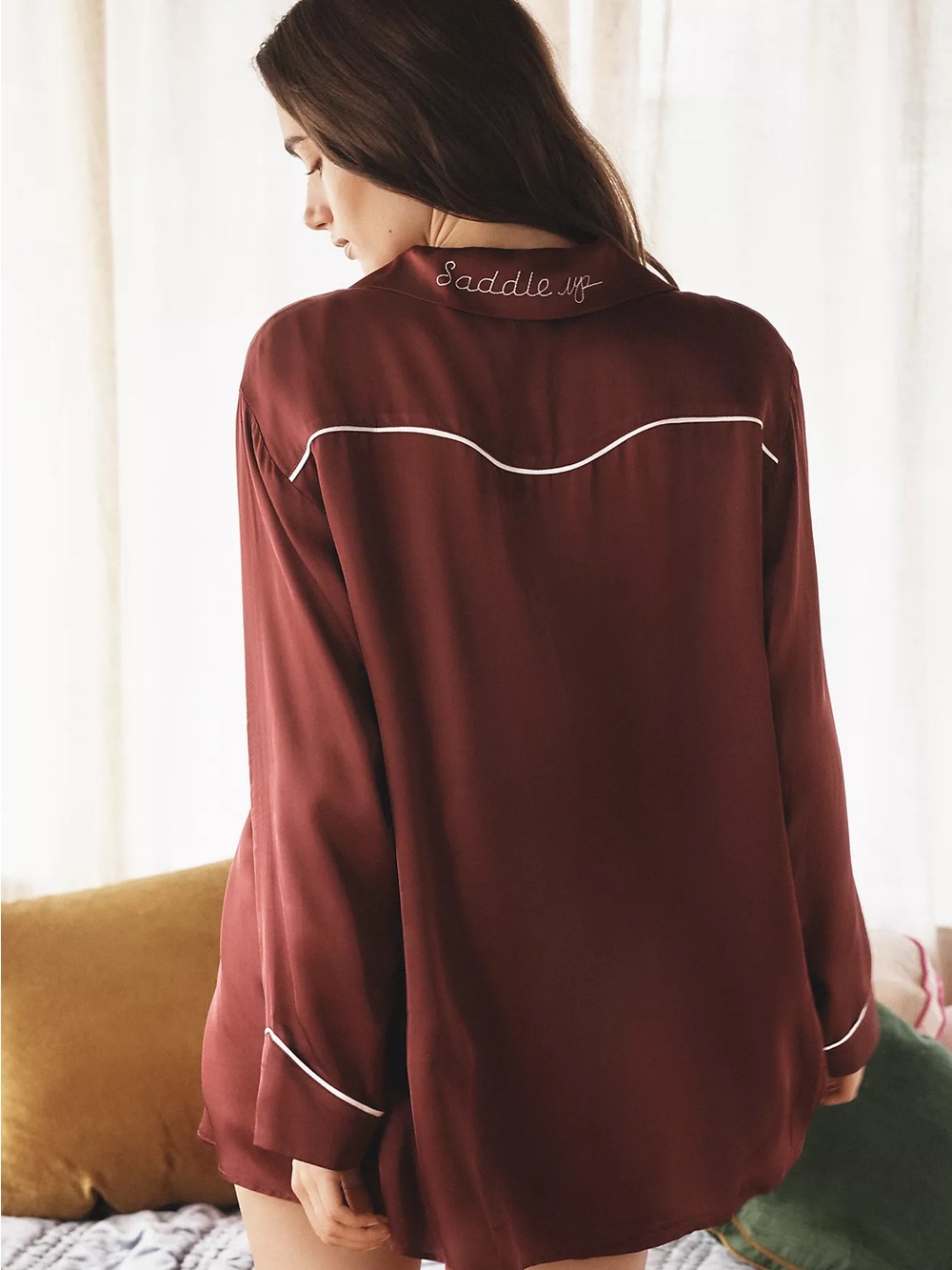 Anthropologie Silky Western “Saddle Up” Top- size XXS